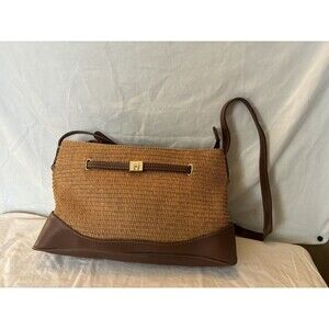 Etienne Aigner Woven Purse Tan And Brown